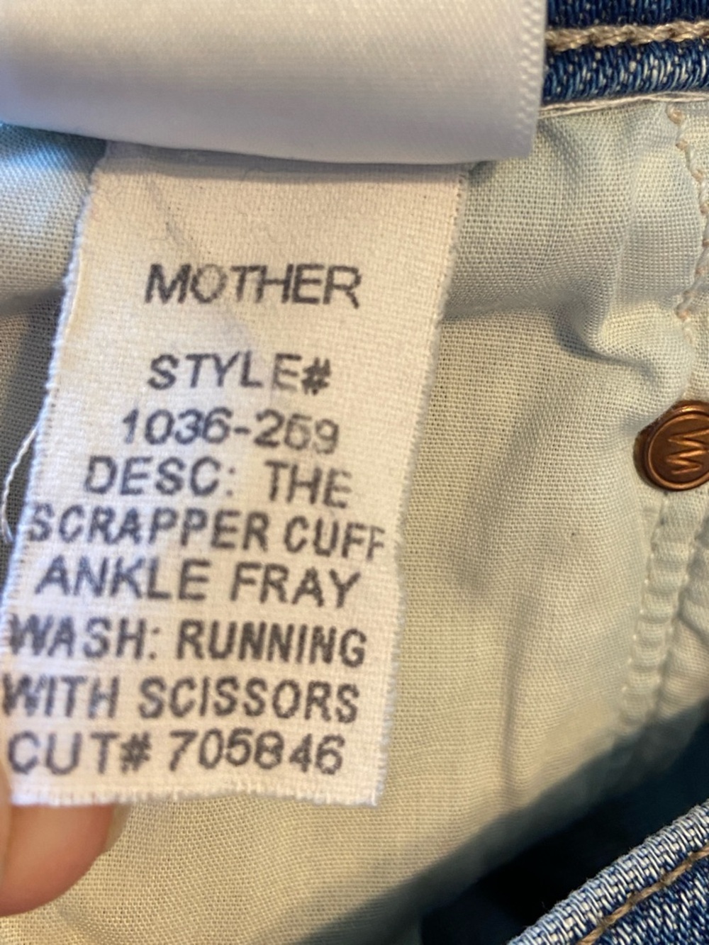 MOTHER SUPERIOR SCRAPPER CUFF ANKLE FRAY RUNNING W/ SCISSORS Button fly Size 27 - Picture 9 of 15